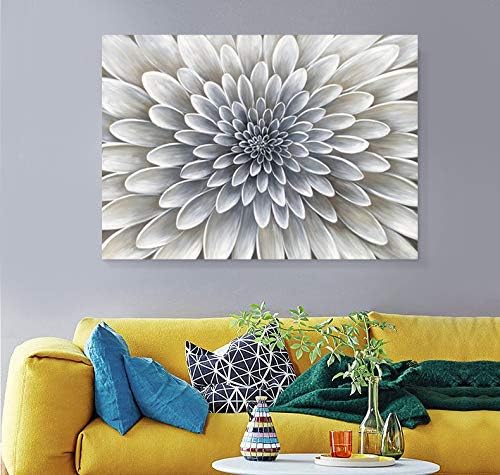 Yihui Arts White Flower Wall Painting Hand Painted Floral Pictures Artwork For Living Room Decoration