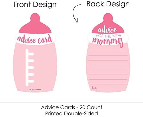 Big Dot of Happiness Baby Girl - Pink Baby Bottle Shower Advice Cards - пакет от 20