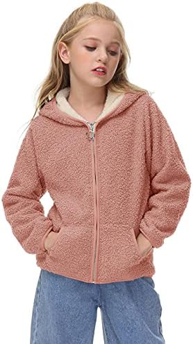 GAMISOTE Kids Girls Zip-Up Cardigan Hoodies Teddy Jackets Faux Fur Fleece Warm Coats