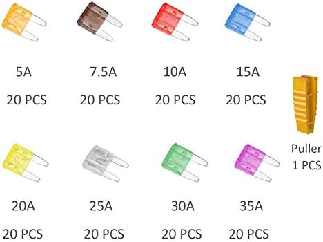 160pcs Mini Small Fuse Assortment, 5 7.5 10 15 20 25 30 35 AMP Car Boat Truck SUV Автомобили Replacement Fuses ATM/APM Small Blade Car Fuses by SIM&NAT