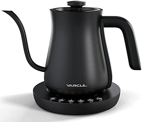 Електрическа кана Gooseneck, VARCUL Pour Over Kettle for Coffee Чай Brewing, на вътрешния капак и дъно от Неръждаема стомана,