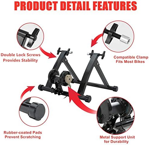WALMANN Bike Trainer Stand for Indoor Riding Magnetic Resistance Trainer 6 Variable Speed Level with Front Wheel Странично