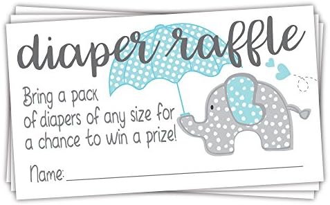 Blue Elephant Diaper Raffle Tickets (50 Броя) - Boy Baby Shower Game