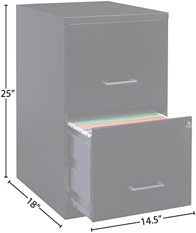 Lorell 14341 18 Дълбок метален шкаф шкаф с 2 чекмеджета, черен