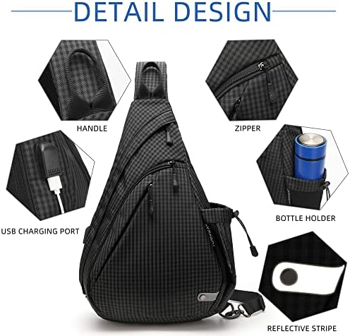 TurnWay Water-Proof Sling bag/Crossbody Backpack/Чанта през Рамо с USB-порт за Зарядно за Пътуване, Туризъм, Колоездене, Къмпинг