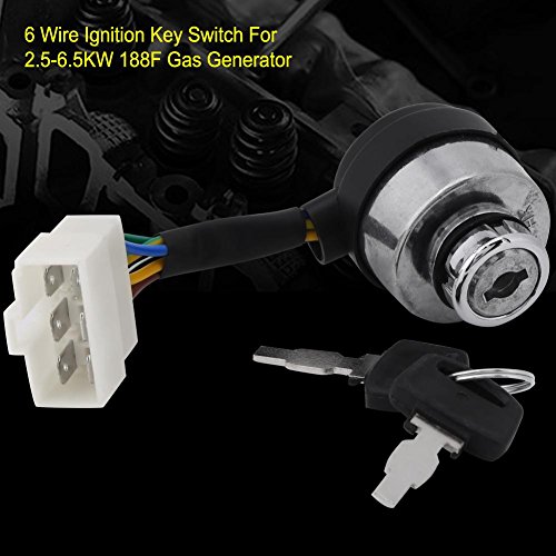 Ключов превключвател 6-кабелна стартиране на запалване за газогенератора 2.5-6.5 KW 188F с 2 ключове