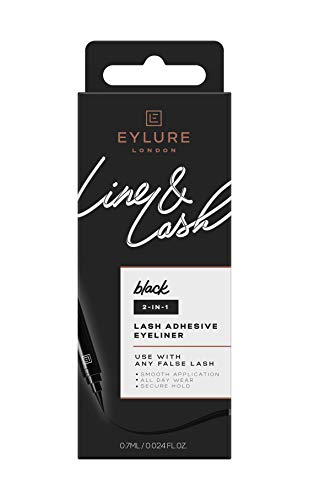 Eylure Line & Lash 2 in 1 чувствах върха писалка Залепваща Извод за фалшиви мигли, Черно, 0,7 мл