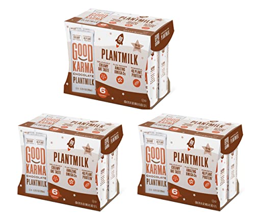 Good Karma Не Dairy Plantmilk - Смес от овес, лен и грах (ванилия - 6,75 унция, опаковка от 18 броя) Безлактозное мляко