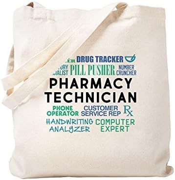 CafePress Pharmacy Technician Word Cloud Tote Bag Natural Платно Tote Bag, Множество Пазарска Чанта