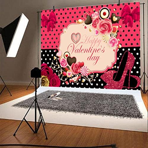 Happy Valentine ' s Day Party Background Red High Shoes Photography Background FHZON Golden Red Rose Jewelry Photo Background Момиче Party Доставки Photo Booth Props 7x5ft BJLSFH74