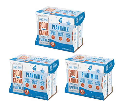 Good Karma Не Dairy Plantmilk - Смес от овес, лен и грах (шоколад - 6,75 унция, опаковка от 18 броя) Безлактозное мляко Ланчбокс Кутия, Растителната веганская алтернатива на Млякото