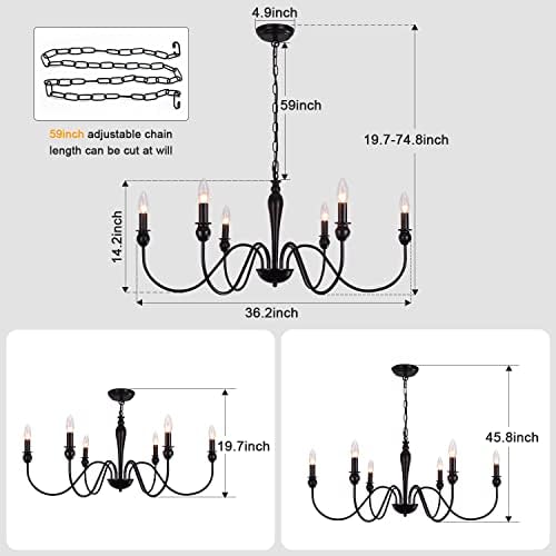 Черен Пазар на Полилей 6 Светлини,Модерна Индустриална Желязо Подвесное Осветление, Класически Селски Свещ Тавана Лампа