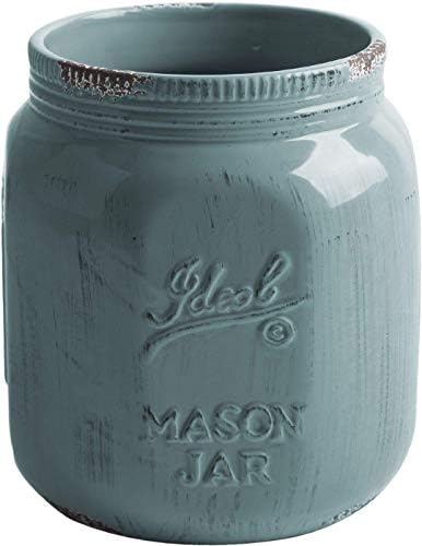 Home Essentials Vintage Mason Jar Collect Antique Utensil Crock Blue Grey 7 инча Височина