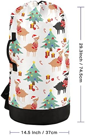 Сладък Алпака Коледна Чанта За Измиване на Пътен Раница За Пране с Регулируема Каишка Миещи Тежки Големи Чанти За Пране