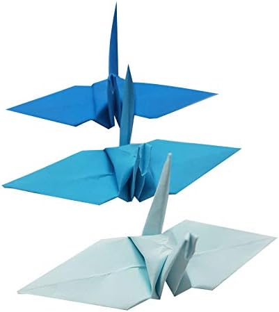 500 Хартиени Оригами Кранове Син Тон Оригами Кран 3x3 инча 7,5 см за Сватбен Декор, Юбилейна Подарък