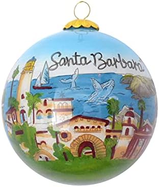 Ръчно рисувани Стъклени Коледен Орнамент - Санта Барбара