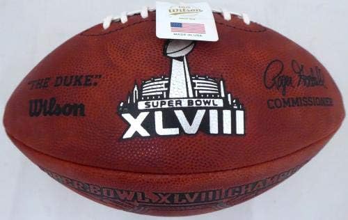 Russell Wilson Autographed Limited Edition Super Bowl Leather Football Seattle SeahawksSB XLVIII Champs RW Holo Stock #162974 - Футболни топки С автографи