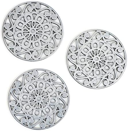 Запазена марка на Иновациите Комплект от 3 декоративни чугунени метални каботажните - (сребро)