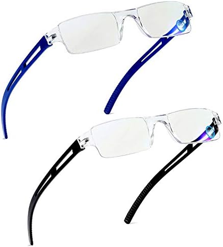 2 Чифта Очила За Четене Синя Светлина Блокер Четци,Компютърни Очила За Четене за Мъже и Жени,Правоъгълни Очила с Удобна