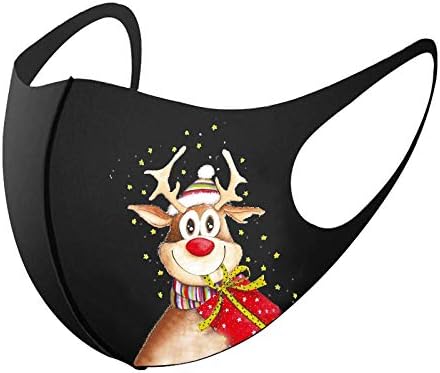 FASCINAT Black Bandanas Коледа outdoor polyester deer print dustproof Windproof Лицето Reusable and washable Office Travel