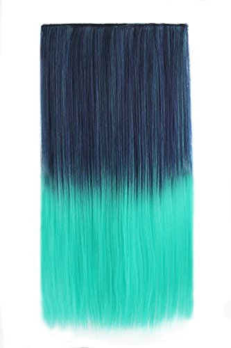 MapofBeauty 23 58cm Multi-color Long Straight 5 Клип Hair Extension Hair Hairpiece (Royal Blue)