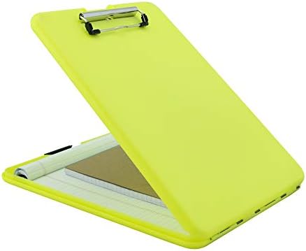 Saunders-Hi-Vis Yellow SlimMate Plastic Storage Clipboard with Low Profile Clip - Преносим мобилен органайзер за дома,