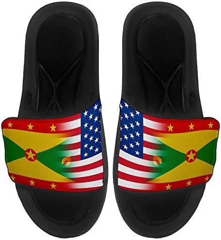 ExpressItBest Sushioned Slide-On Sandals/Пързалки за мъже, жени и младежи - Флаг Гренады (Гренада) - Флаг Гренады