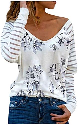 Dosoop Дамски Графична Тениска С Дълъг Ръкав, Ризи с флорални Принтом Райе, 2021, Нова Ежедневни Свободна Блуза, Тениска,
