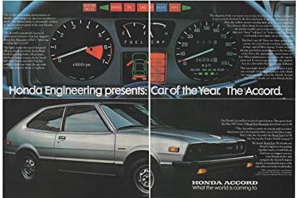 Обява за печат в списанието: 1977 Honda Accord, двигател CVCCХонда Engineering Presents: Car of the Year, 2 страници