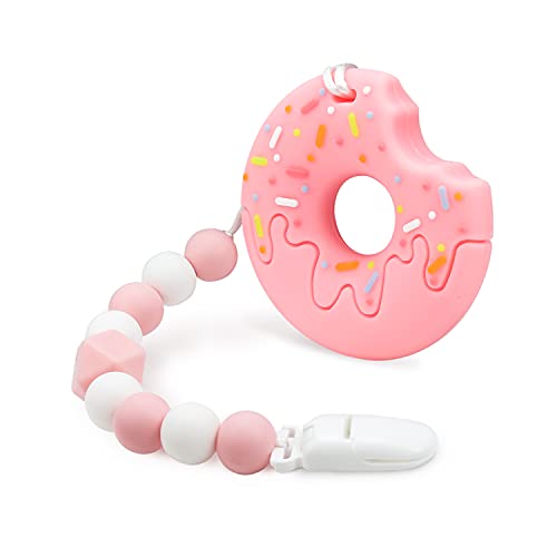 oein Baby Teething Toys for 3-6 6-12 Months Babies with Donuts Cookie Design, Силиконови чесалки с Релефни Мъниста Binky