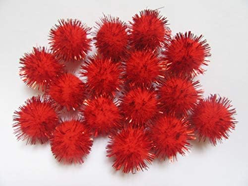 YYCRAFT 200pcs Блясък Сърма Pom Помераните Sparkle Balls Коледна Украса Червено(15 мм)