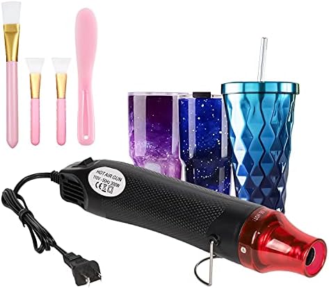 Luxanna Bubble Buster Tool Mini Heat Gun for Crafts Епоксидна смола и Акрил Art for Epoxy Glitter Tumblers, Електрически Топлинна Набор от Инструменти, с Аксесоари 4шт (розово-бял)