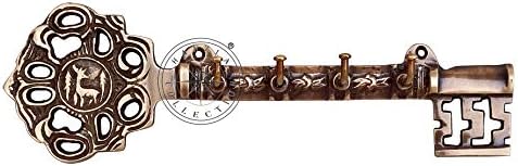 Hanzla Collection Декоративен Стенен Античен Месинг Държач за ключове - 9.5 Ретро Ключ с 4 Куки