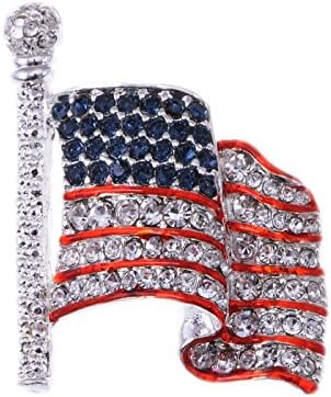 Alilang Сребърен Тон Кристал Кристал на 4 юли Американският Флаг на САЩ Патриотическая Жени Брошка