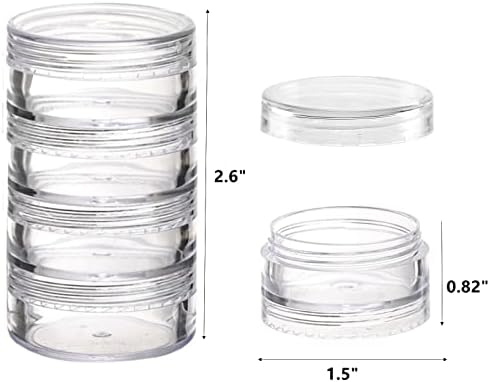 5 опаковки(20 броя) Штабелируемые козметични контейнери с винтови капачки и етикети _BOS_ 10 грама прозрачни пластмасови