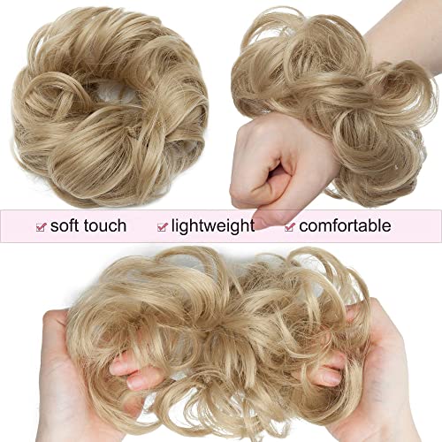 Benehair Ash Blonde Hairpiece Пакет Мръсна Кок И Клип в Косата Разширения за Жени е Пълна Главата на Косата Парче 24 CurlySynthetic