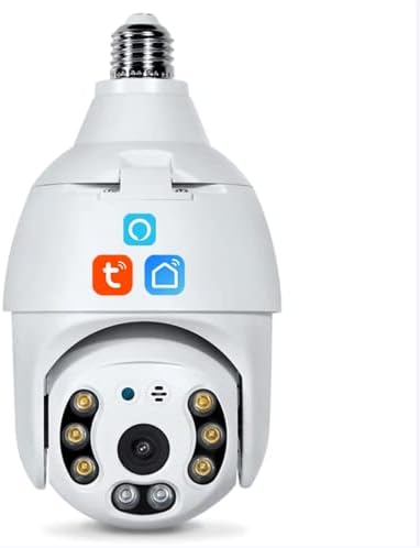 YNUOMS Sasha Smart Life WiFi Bulb Camera, 3MP PTZ Night Vision Two Way Talk Auto Tracking ВИДЕОНАБЛЮДЕНИЕ Security Surveillance е Съвместим с Алекса,Cam+128g