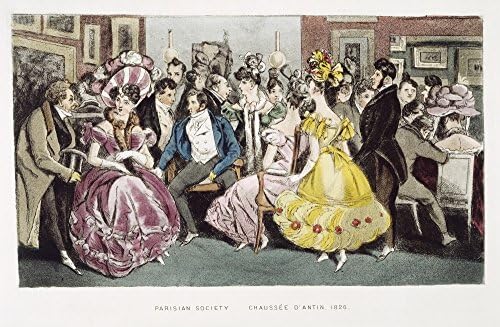 Парижки салон 1825 Na Парижки салон в Chaussee DAntin C1825 Съвременен английски акватинтовый плакат Print by (24 x 36)