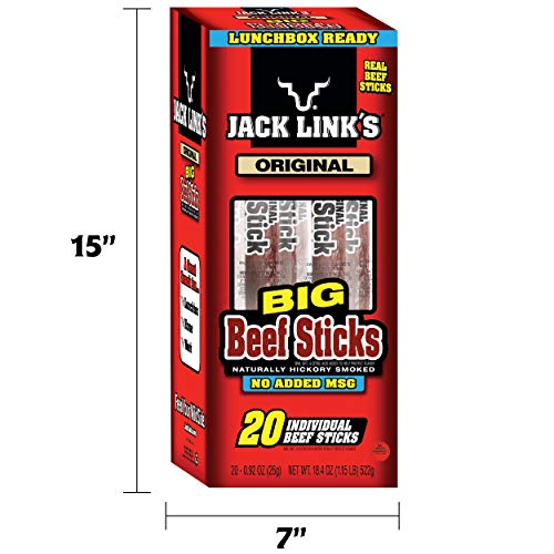 Джак Link's Beef Sticks, Original, 0,92 унция (20 гр) - Отличен протеин на закуска, Месо на пръчка, 5 г белтъчини, Приготвени