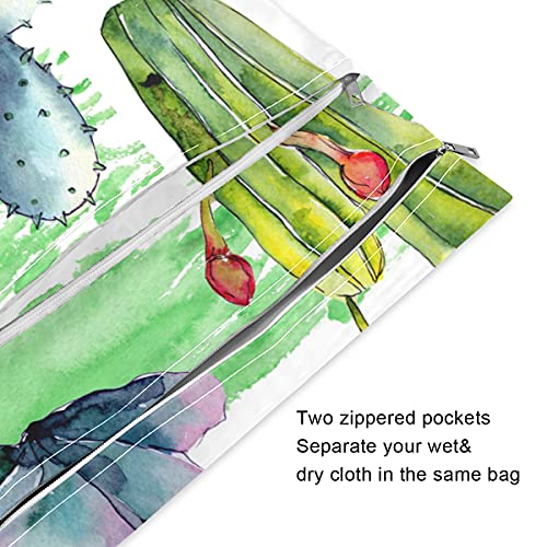 Wildflower Кактус Акварел на Мокра Суха Чанта за Многократна употреба Мокра Пелена Чанта за Бански костюми Водоустойчив