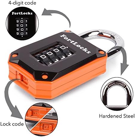 2 Pack FortLocks Gym Locker Lock - 4 - цифрен, тежкотоварни, закалени от неръждаема стомана, атмосферостойкий и открит