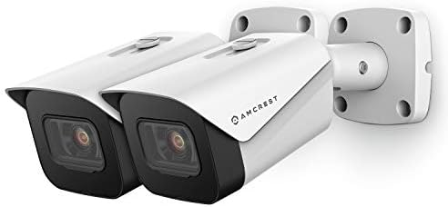 2-Pack Amcrest UltraHD 4K (8MP) Bullet POE IP Camera, 3840x2160, 98ft нощно виждане, обектив 2.8 мм, Влагозащитен IP67,