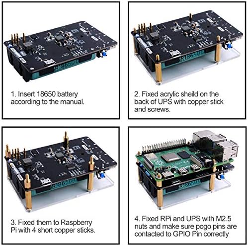 MakerHawk Raspberry Pi UPS непрекъсваемо захранване UPS HAT 18 650 Зарядно устройство Power Bank Такса за разширяване на управление на захранването 5 за Raspberry Pi 4 Модел B / 3Б + / 3Б (не включв?