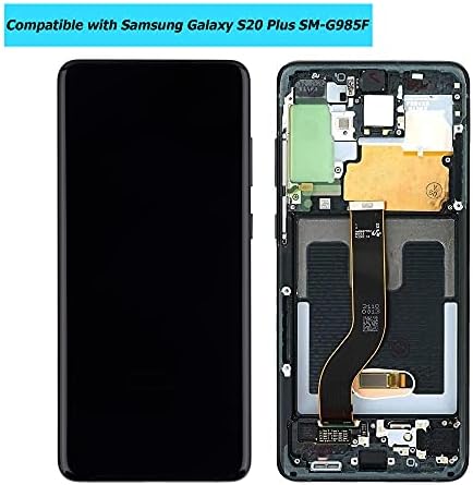 Vvsialeek Super AMOLED е Съвместим с Samsung Galaxy S20+ S20 SM Plus-G985 SM-G985F SM-G985F/DS 6,7-инчов Черно LCD Сензорен Екран с Рамка Инструменти