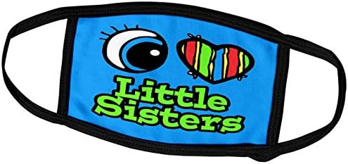 3dRose Bright Eye Сърце I Love Little Sisters - Обложки за лице (fc_106260_2)