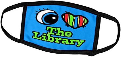 3dRose Bright Eye Сърце I Love The Library - Обложки за лице (fc_106628_2)