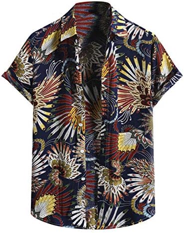 Мъжки Хавайска тениска Копчета с Флорални Принтом За Почивка, Цветен Топ, Блуза, Модни Плажната Лятна Мъжка Тениска с
