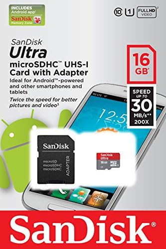 Професионална карта microSDHC Ultra 16GB SanDisk за смартфон BlackBerry Q10 е специално оформена за високоскоростен запис