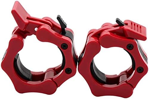 Msuis 2 Inch Olympic Barbell Clamps - Quick Release Pair of Locking 2 Diameter Standard Bar Weight Plates Collar Clips Workout for Weightlifting Фитнес Training Bodybuilding (Pair) (Color : Red)