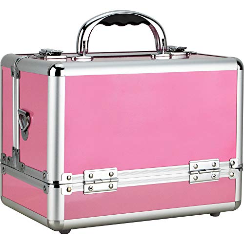 Sunrise Santa Maria Makeup Case Train Нокти Travel Organizer Box with Животнитеакордеон Trays, Розово Матиран, 3 кг